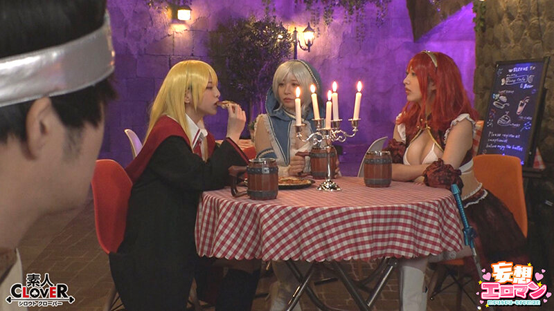 「【コスプレ】美少女女戦士の巨乳パイズリ＆中出しハーレムSEX！異世界ファンタジー乱交プレイ」のサンプル画像1枚目